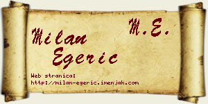 Milan Egerić vizit kartica
